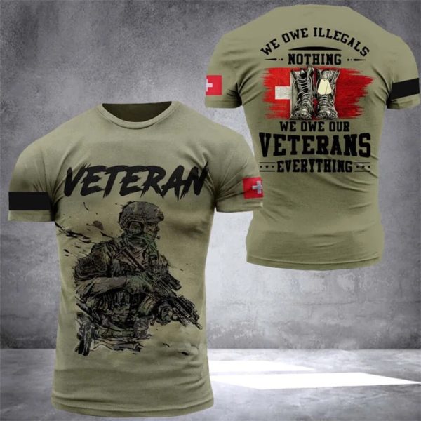 T-shirt à manches courtes CamSolomon pour homme, vêtements College avec emblème national suisse, tee-shirts camouflage de soldat, forêt suisse, Y-3D – Image 6