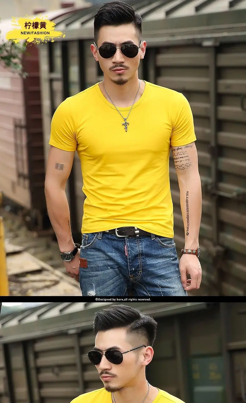 T-shirt à manches courtes pour homme, t-shirt de sport, haut extensible, coupe couvertes, lisse, vert armée, original, confortable