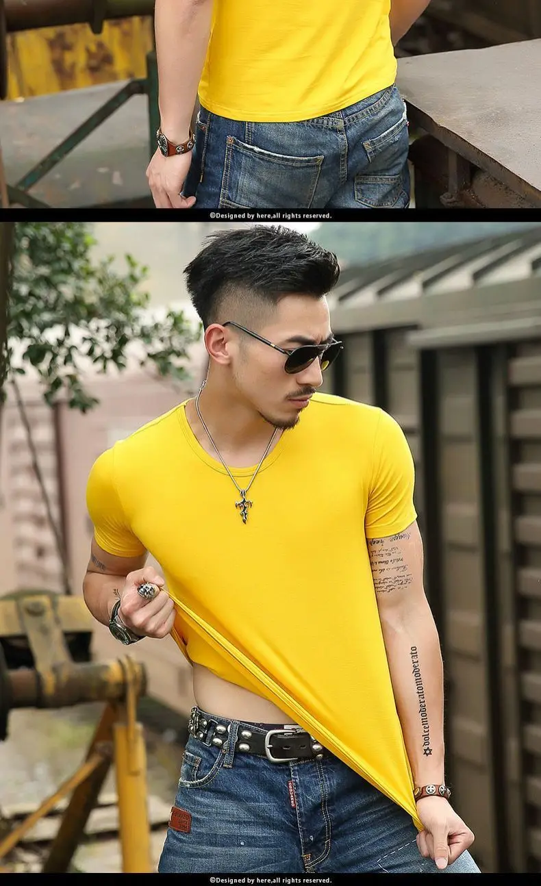 T-shirt à manches courtes pour homme, t-shirt de sport, haut extensible, coupe couvertes, lisse, vert armée, original, confortable