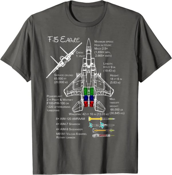 F-15 américain Eagle Specs T-shirt homme imprimé chasseur militaire court décontracté 100% coton chemise printemps été mode – Image 4