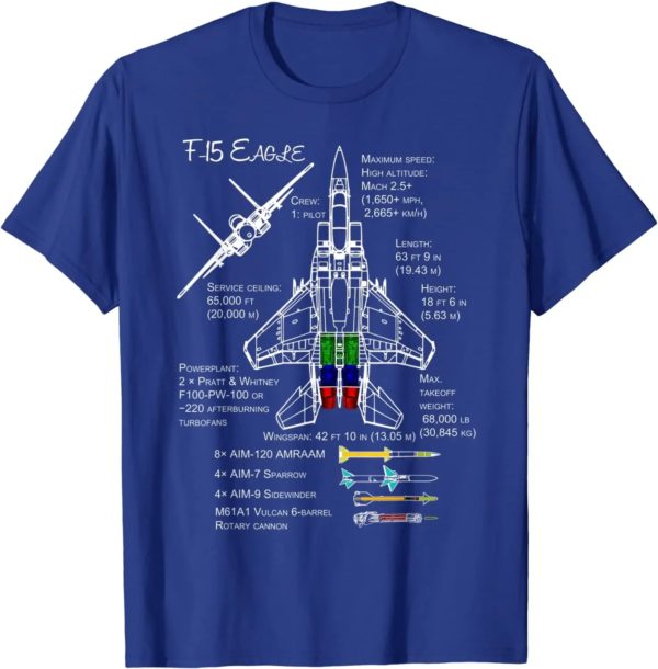 F-15 américain Eagle Specs T-shirt homme imprimé chasseur militaire court décontracté 100% coton chemise printemps été mode – Image 2