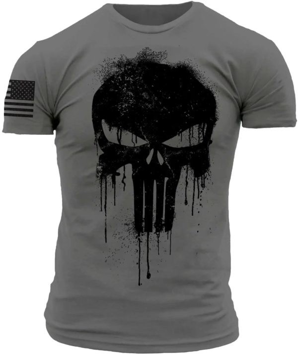 T-shirt à manches courtes imprimé en 3D pour homme, vêtement de sport, style militaire, tête de mort, drop, été – Image 3