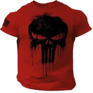 T-shirt à Manches Courtes pour Homme et Femme, Surdimensionné, avec Impression 3D de Crâne Fosotique Militaire, Nouvelle Collection 2024