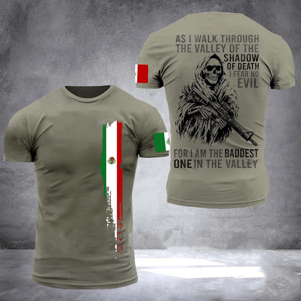 T-shirt décontracté à manches courtes pour hommes, vêtements de rue en plein air mexicains, graphiques militaires à la retraite T-shirt décontracté à manches courtes pour hommes, vêtements de rue en plein air mexicains, graphiques militaires à la retraite
