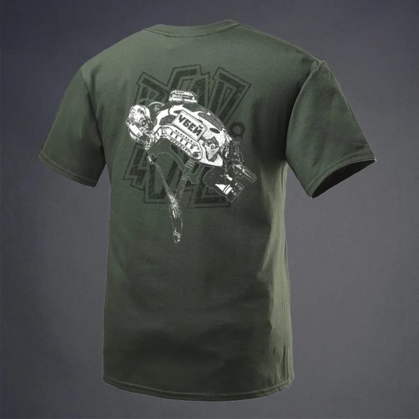 T-Shirt à Manches Courtes en Coton pour Homme, Style Militaire, Mode Estivale, Col Ras du Cou, Thème Casque Zhanfei, Imprimé, Astronomique – Image 5