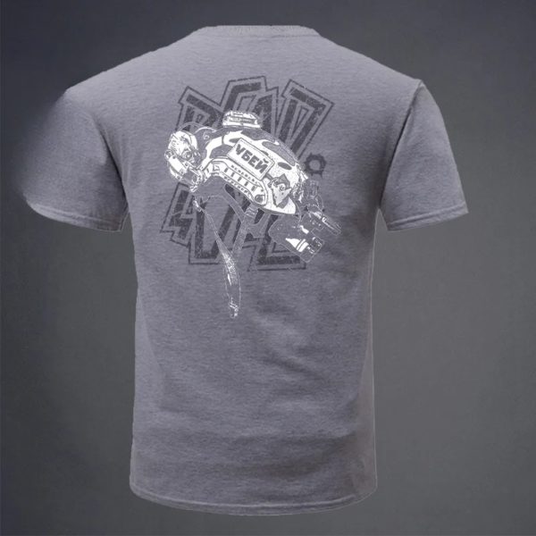 T-Shirt à Manches Courtes en Coton pour Homme, Style Militaire, Mode Estivale, Col Ras du Cou, Thème Casque Zhanfei, Imprimé, Astronomique – Image 4