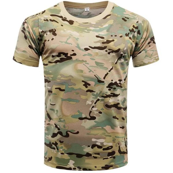 T-shirt à manches courtes imprimé 3D pour homme, t-shirt camouflage de la jungle et du désert, t-shirt à séchage rapide, t-shirt de gym et de fitness, camsalomon de la forêt du cuir chevelu – Image 2