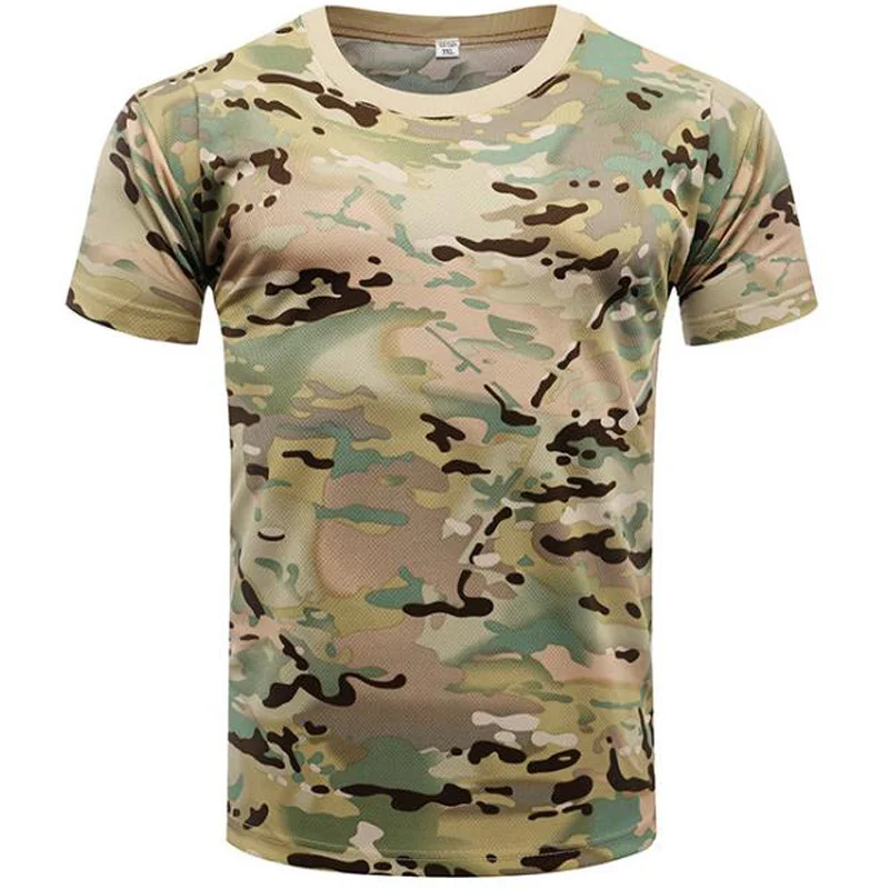 T-shirt à manches courtes imprimé 3D pour homme, t-shirt camouflage de la jungle et du désert, t-shirt à séchage rapide, t-shirt de gym et de fitness, camsalomon de la forêt du cuir chevelu