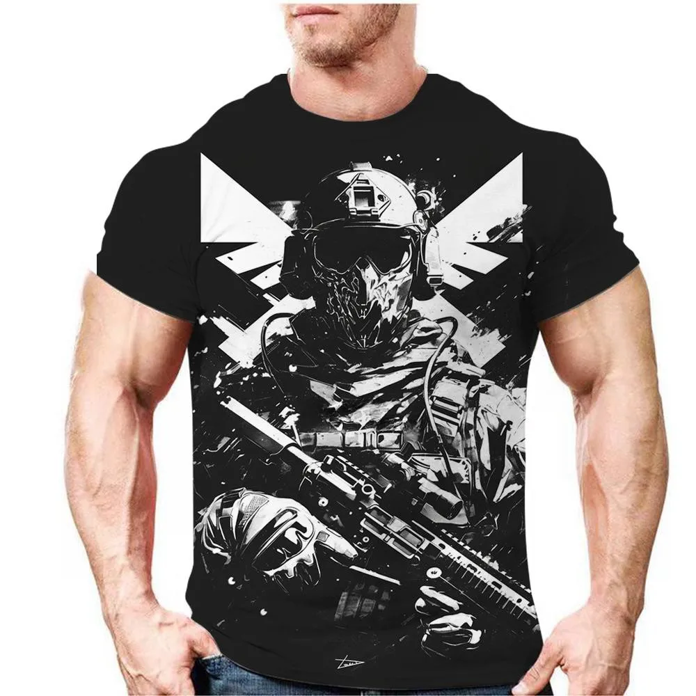 T-shirt à manches courtes imprimé odormilitaire pour hommes, haut de fitness en plein air, style décontracté, séchage rapide, créatif, été, nouveau T-shirt à manches courtes imprimé odormilitaire pour hommes, haut de fitness en plein air, style décontracté, séchage rapide, créatif, été, nouveau