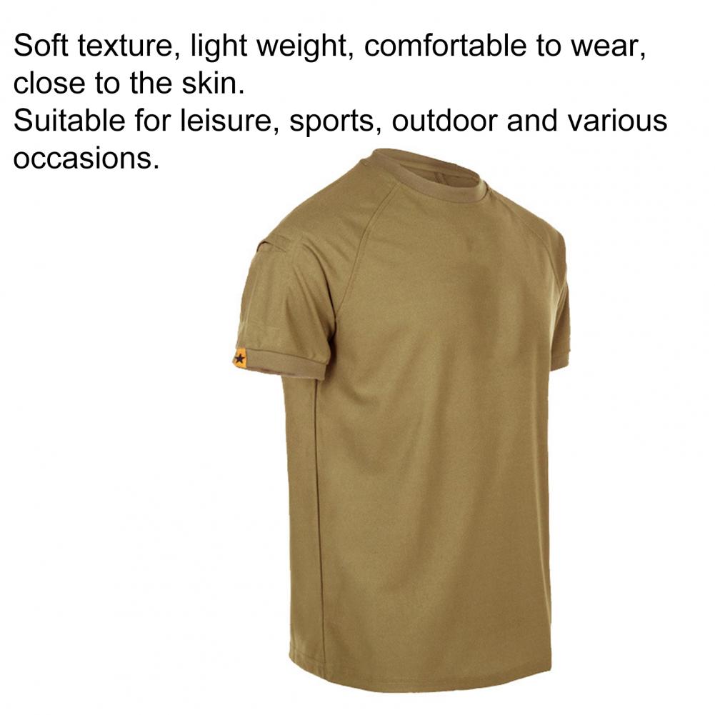T-shirt unisexe à manches courtes et col rond pour hommes, haut militaire, séchage rapide, chemise solide, chemise d'entraînement, chemise de randonnée, document, été