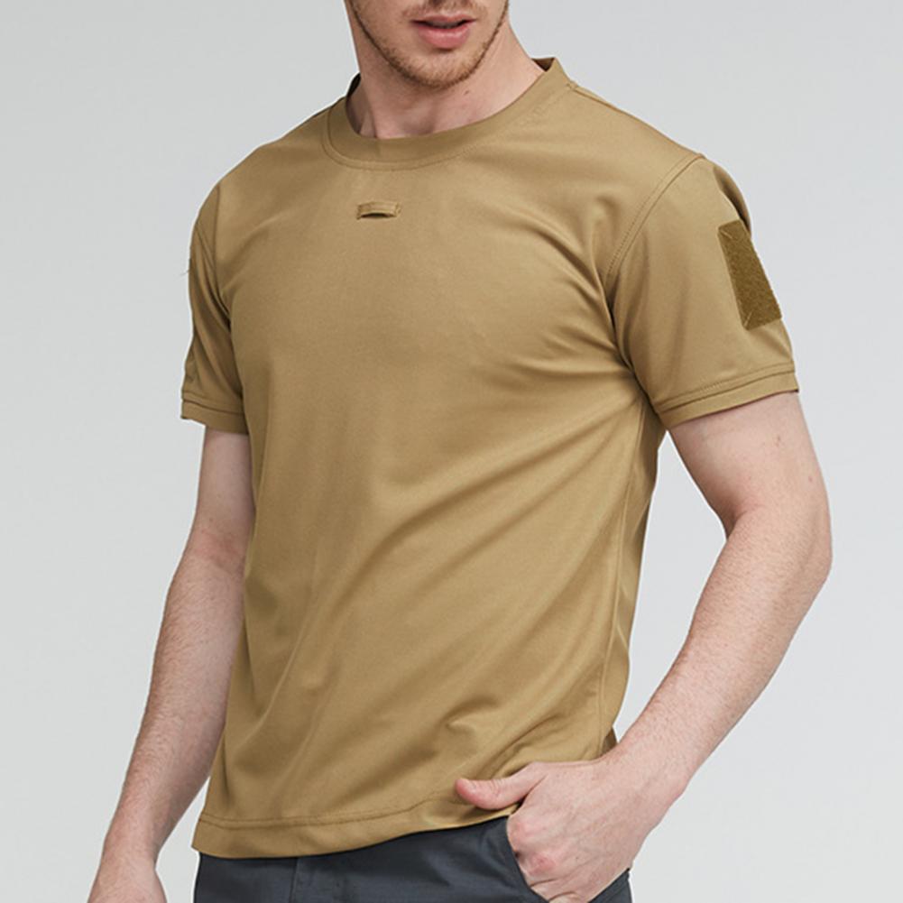 T-shirt unisexe à manches courtes et col rond pour hommes, haut militaire, séchage rapide, chemise solide, chemise d'entraînement, chemise de randonnée, document, été