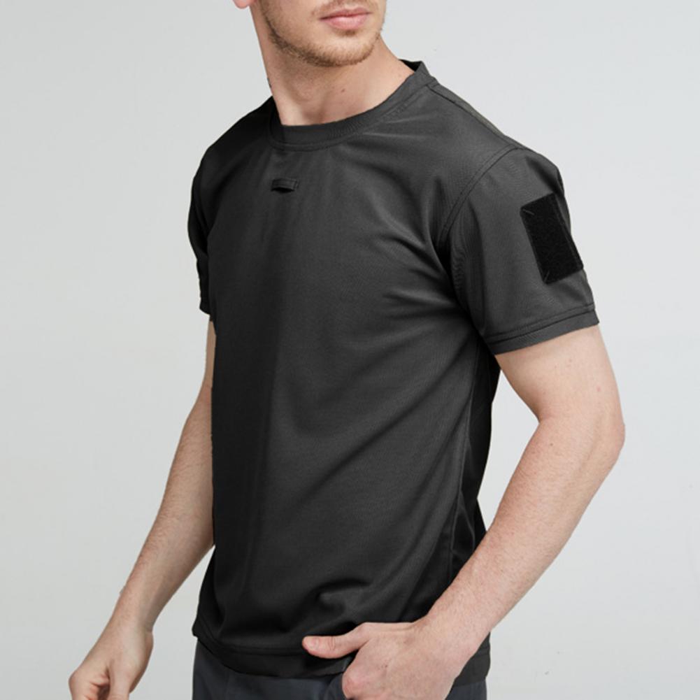 T-shirt unisexe à manches courtes et col rond pour hommes, haut militaire, séchage rapide, chemise solide, chemise d'entraînement, chemise de randonnée, document, été