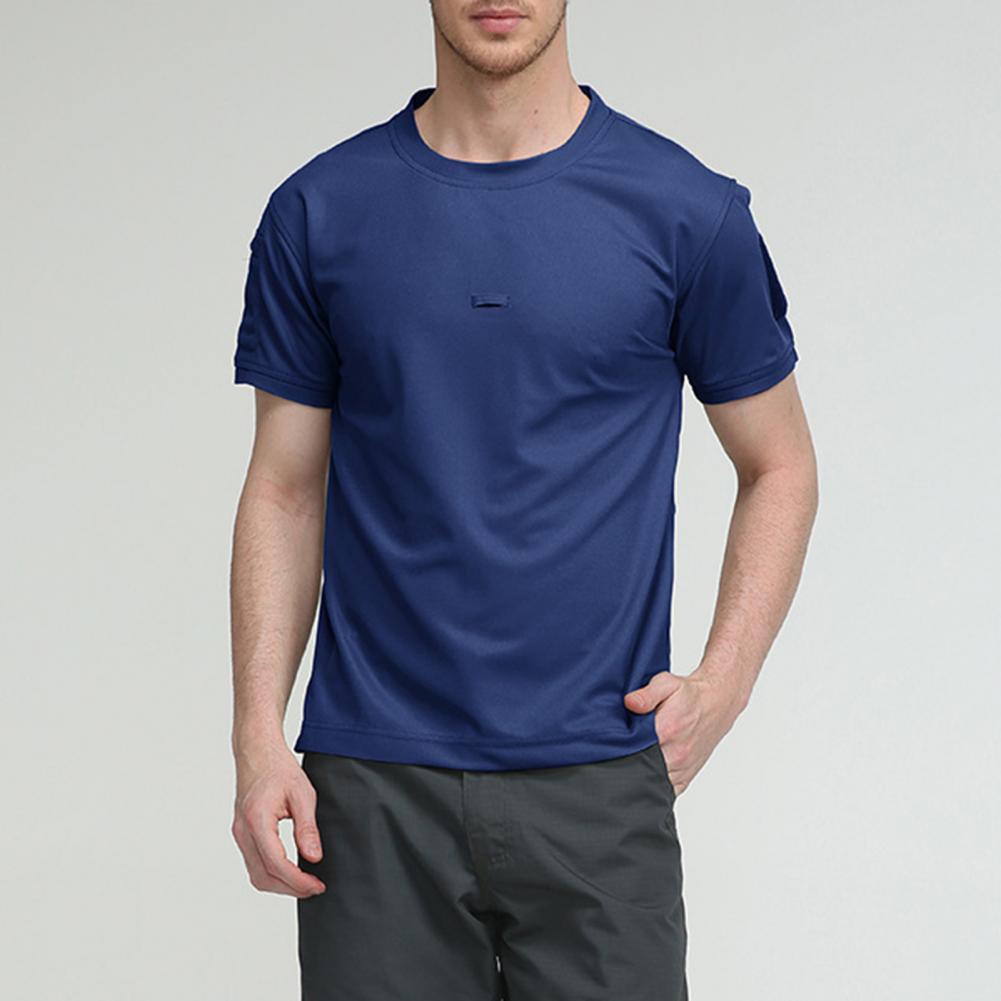 T-shirt unisexe à manches courtes et col rond pour hommes, haut militaire, séchage rapide, chemise solide, chemise d'entraînement, chemise de randonnée, document, été