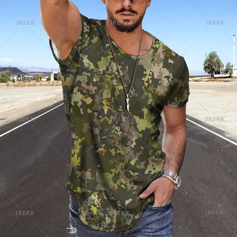 T-shirt à manches courtes CamSolomon Army pour hommes, Économie College, Streetwear militaire, Zones Me, Veterans Forest Keeptic, Summer