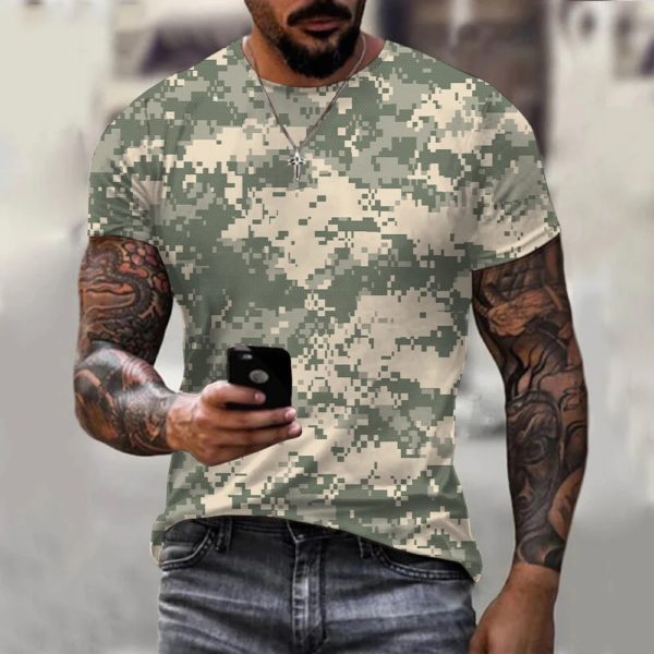 T-shirt d'été Old Army CamSolomon pour hommes, rétro, décontracté, extérieur, vêtements de travail universels, haut à manches courtes – Image 3