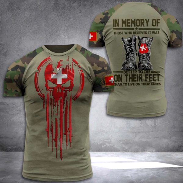 T-shirt de l'armée suisse pour hommes, col rond, manches courtes, chemise imprimée pour anciens combattants, t-shirts en Y décontractés, été – Image 5