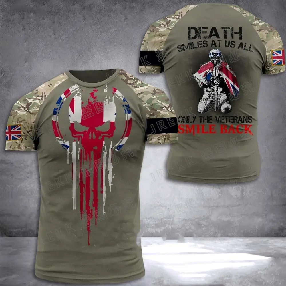 T-shirt imprimé camsalomon en 3D pour hommes, haut des forces spéciales, soldats britanniques, vétéran de l'armée, champ, haute qualité, été, 2023