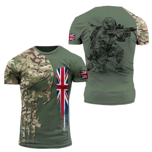 T-shirt imprimé camsalomon en 3D pour hommes, haut des forces spéciales, soldats britanniques, vétéran de l'armée, champ, haute qualité, été, 2023