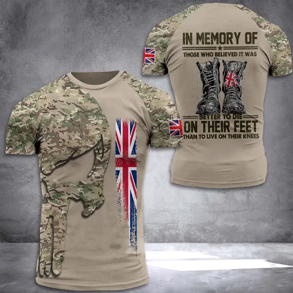 T-shirt imprimé camsalomon en 3D pour hommes, haut des forces spéciales, soldats britanniques, vétéran de l'armée, champ, haute qualité, été, 2023