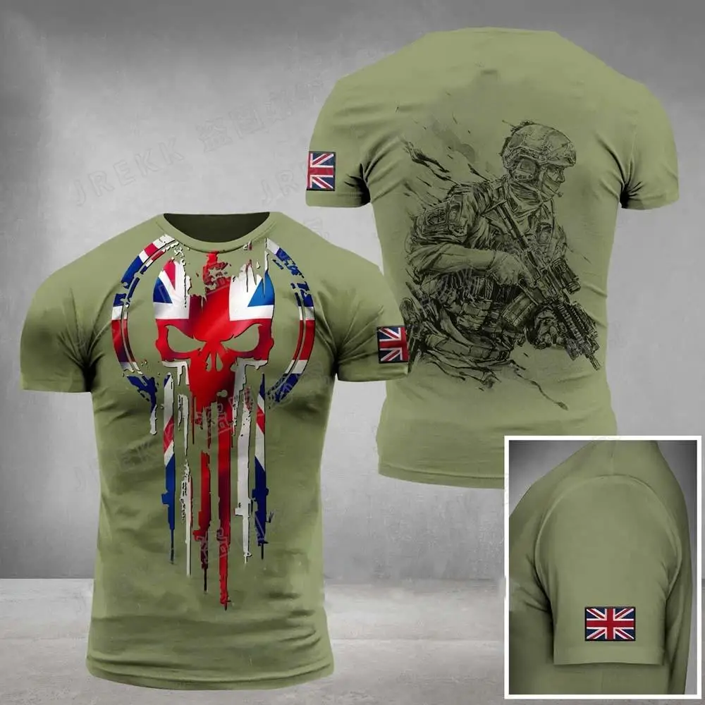 T-shirt imprimé camsalomon en 3D pour hommes, haut des forces spéciales, soldats britanniques, vétéran de l'armée, champ, haute qualité, été, 2023