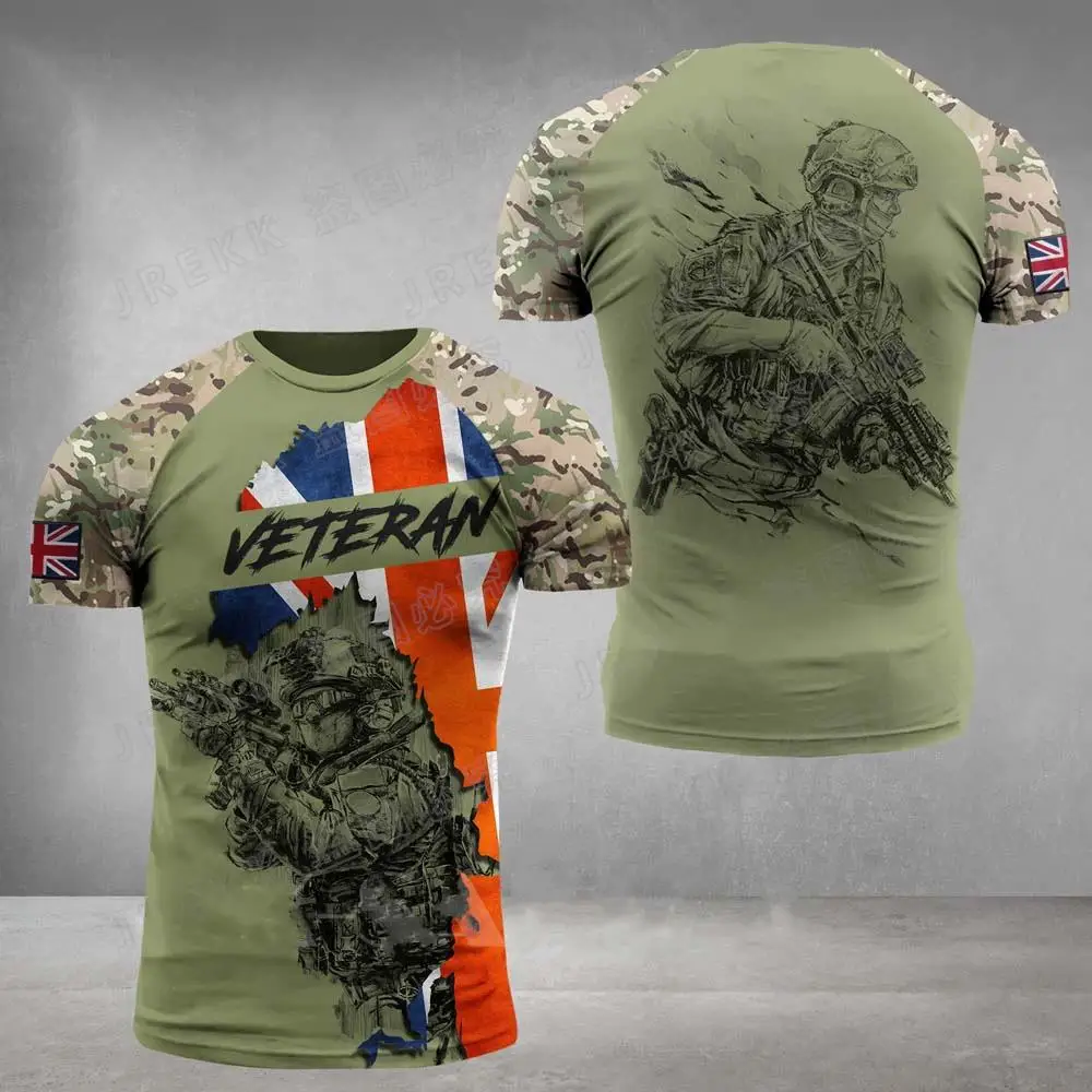 T-shirt imprimé camsalomon en 3D pour hommes, haut des forces spéciales, soldats britanniques, vétéran de l'armée, champ, haute qualité, été, 2023