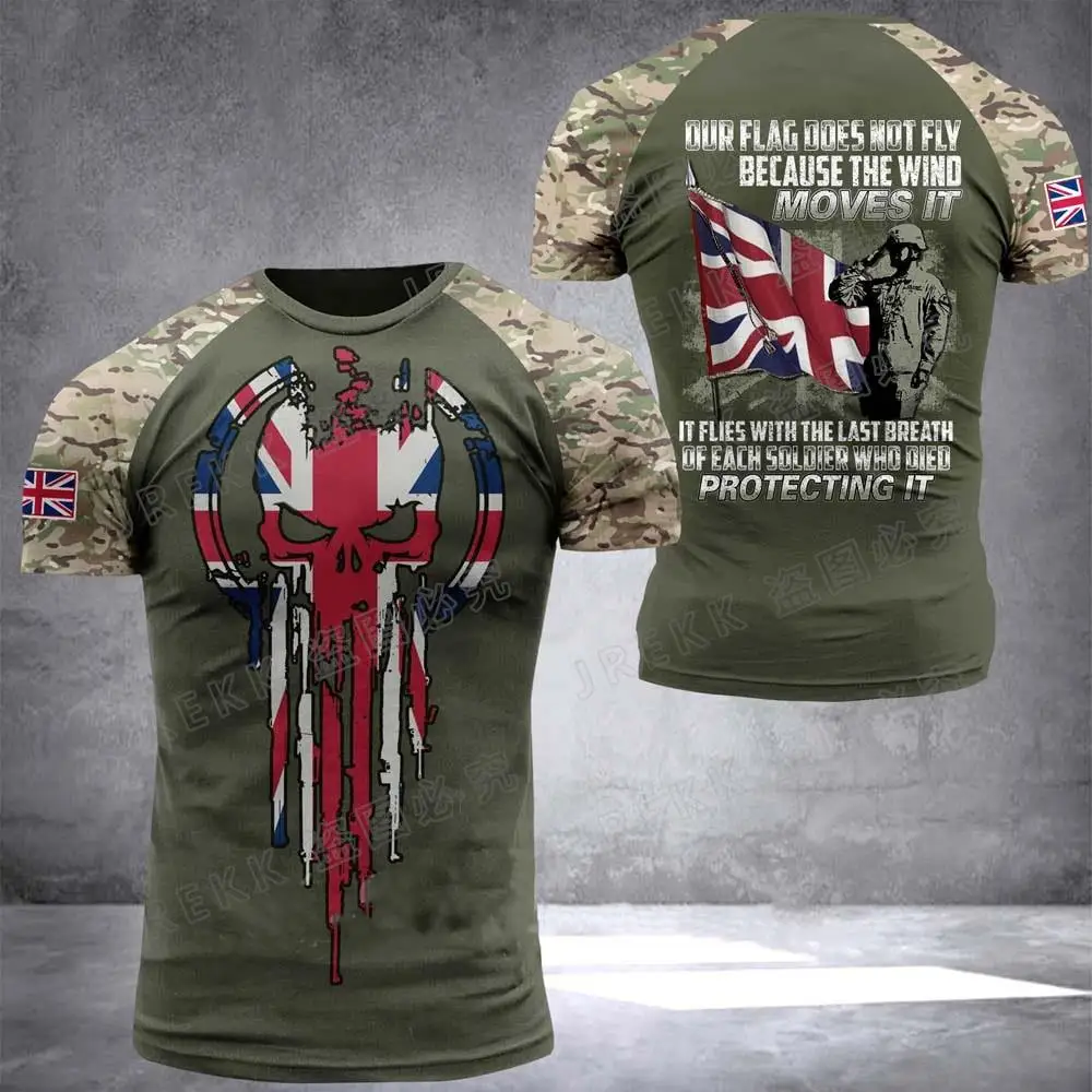 T-shirt imprimé camsalomon en 3D pour hommes, haut des forces spéciales, soldats britanniques, vétéran de l'armée, champ, haute qualité, été, 2023