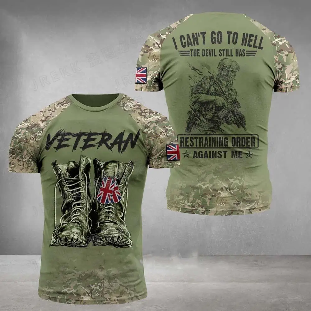 T-shirt imprimé camsalomon en 3D pour hommes, haut des forces spéciales, soldats britanniques, vétéran de l'armée, champ, haute qualité, été, 2023