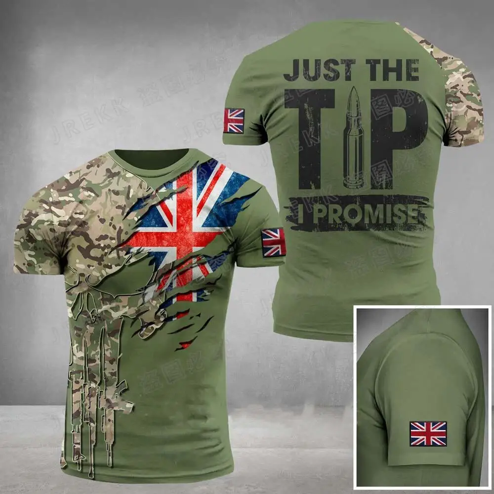 T-shirt imprimé camsalomon en 3D pour hommes, haut des forces spéciales, soldats britanniques, vétéran de l'armée, champ, haute qualité, été, 2023