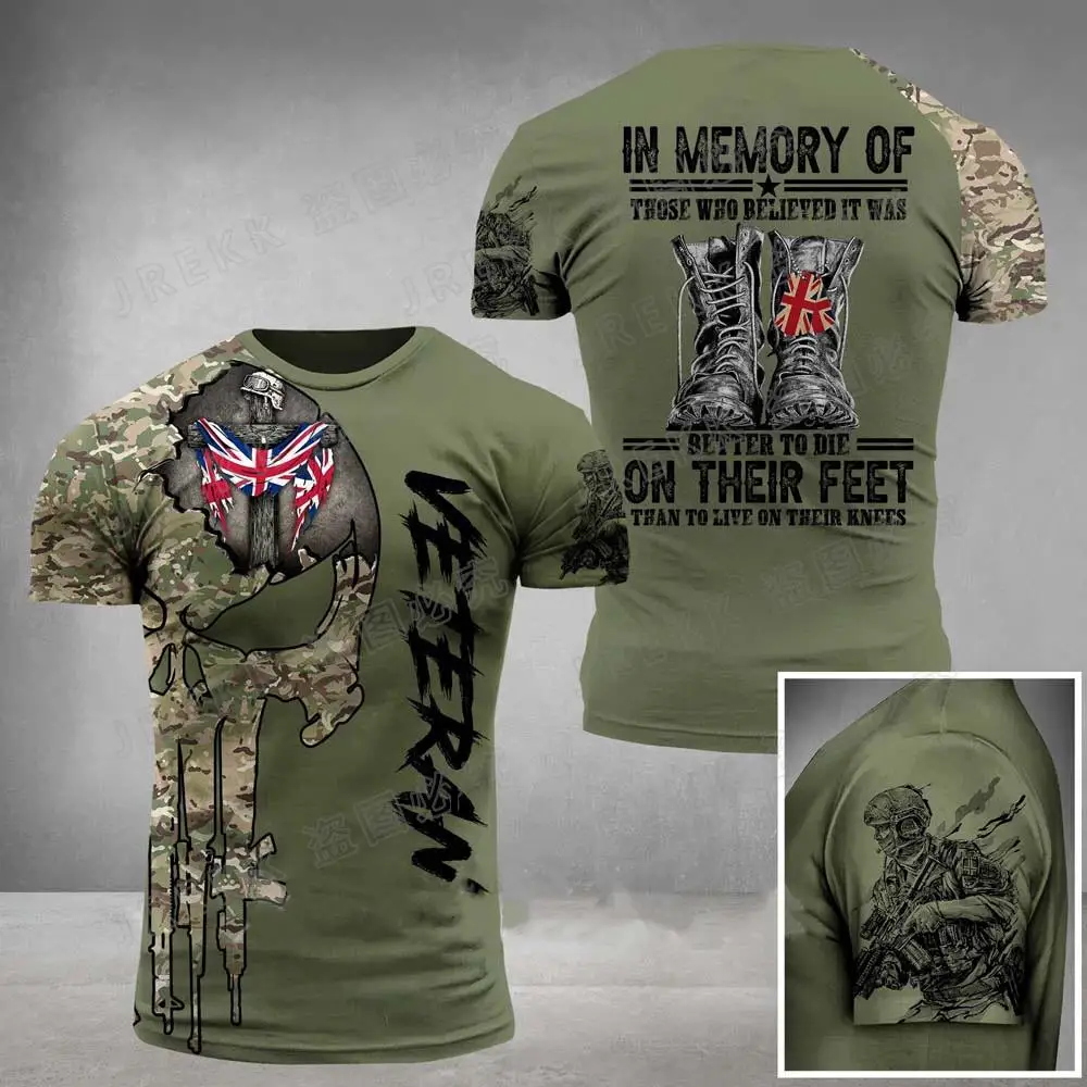 T-shirt imprimé camsalomon en 3D pour hommes, haut des forces spéciales, soldats britanniques, vétéran de l'armée, champ, haute qualité, été, 2023