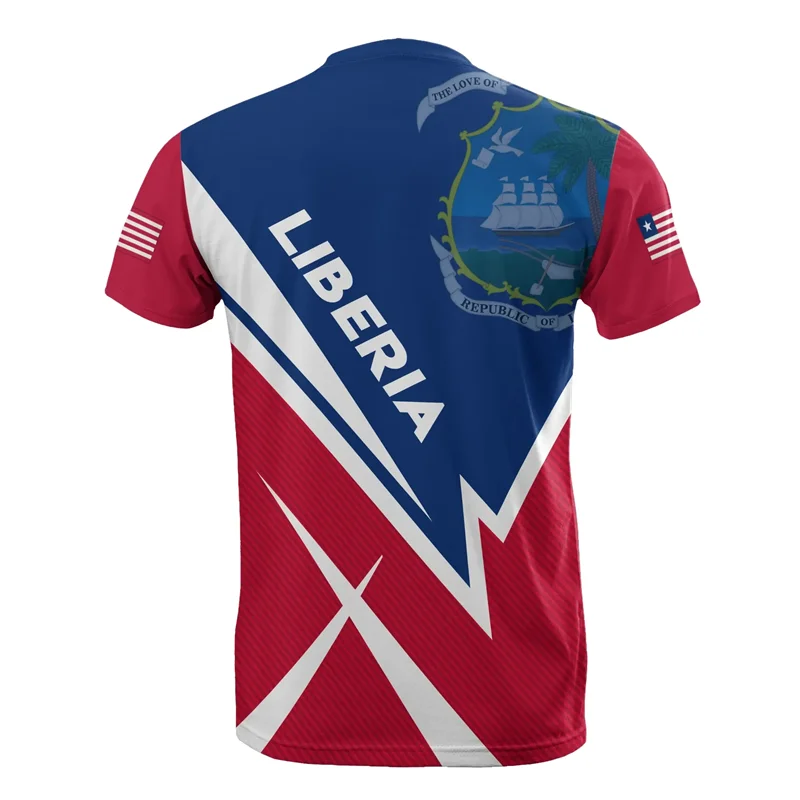 T-shirt africain Liberia imprimé en 3D pour hommes et enfants, t-shirts à col rond, manches courtes, décontracté, rue, sport d'été, offre spéciale