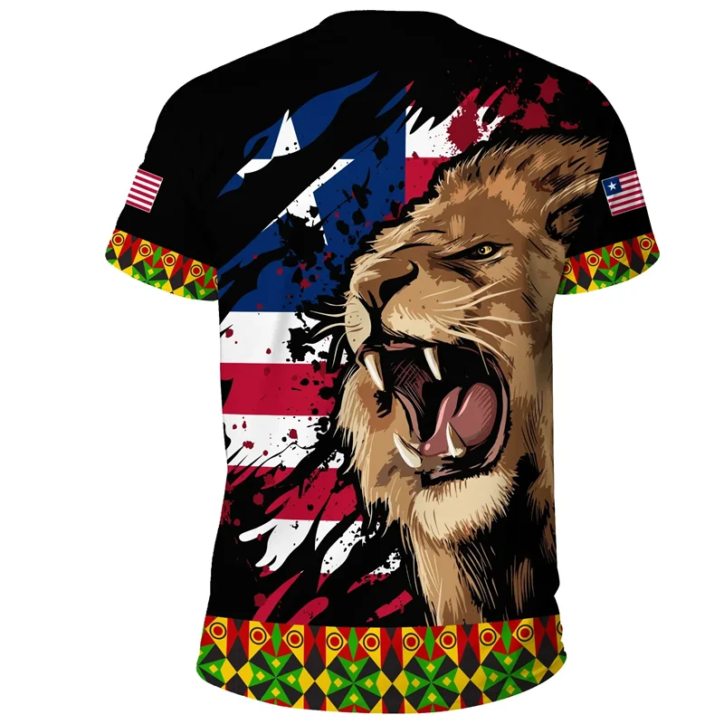 T-shirt africain Liberia imprimé en 3D pour hommes et enfants, t-shirts à col rond, manches courtes, décontracté, rue, sport d'été, offre spéciale