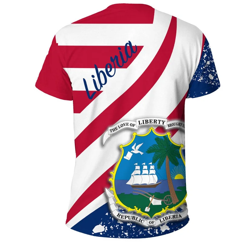 T-shirt africain Liberia imprimé en 3D pour hommes et enfants, t-shirts à col rond, manches courtes, décontracté, rue, sport d'été, offre spéciale