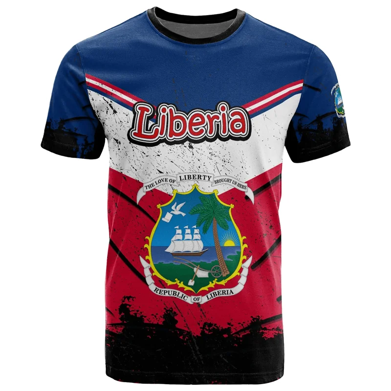 T-shirt africain Liberia imprimé en 3D pour hommes et enfants, t-shirts à col rond, manches courtes, décontracté, rue, sport d'été, offre spéciale