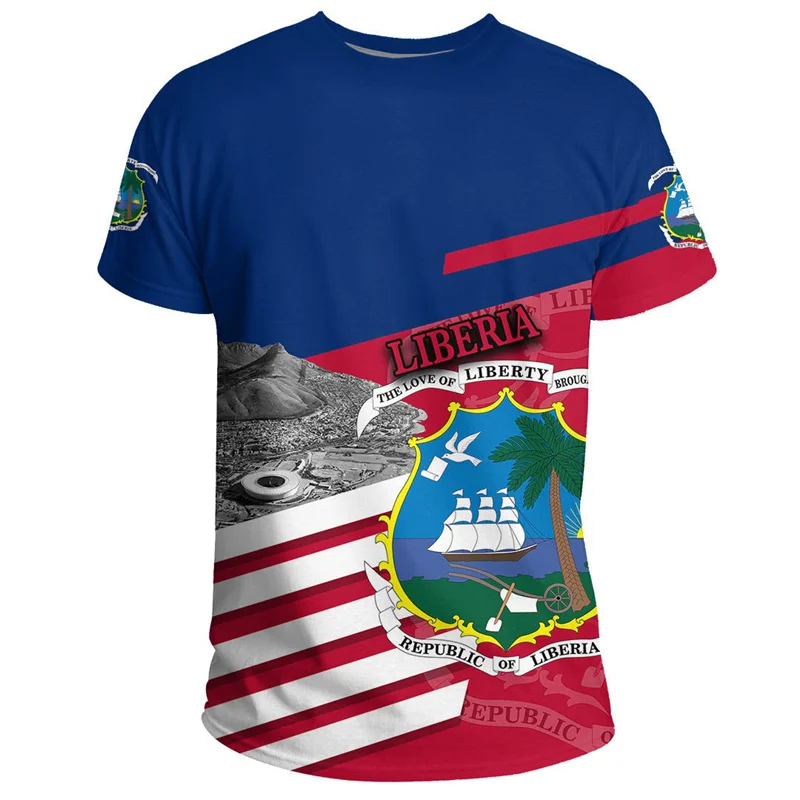 T-shirt africain Liberia imprimé en 3D pour hommes et enfants, t-shirts à col rond, manches courtes, décontracté, rue, sport d'été, offre spéciale