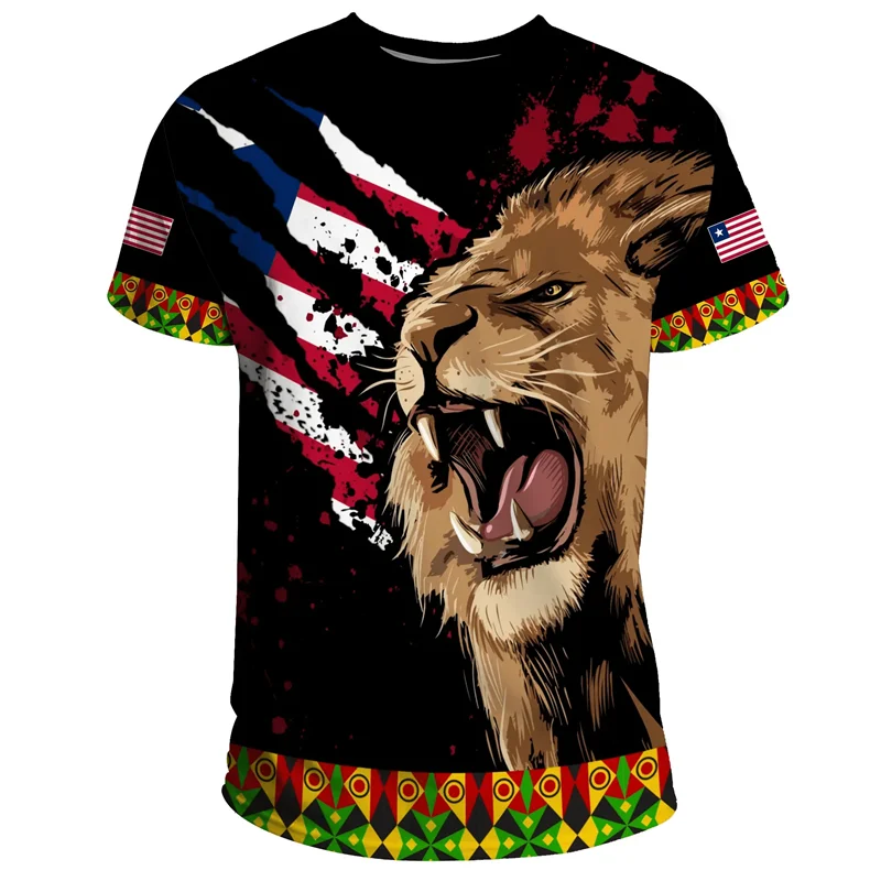 T-shirt africain Liberia imprimé en 3D pour hommes et enfants, t-shirts à col rond, manches courtes, décontracté, rue, sport d'été, offre spéciale