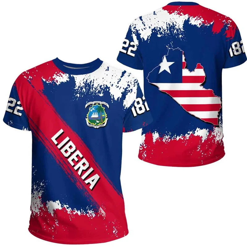 T-shirt africain Liberia imprimé en 3D pour hommes et enfants, t-shirts à col rond, manches courtes, décontracté, rue, sport d'été, offre spéciale