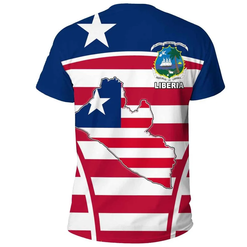 T-shirt africain Liberia imprimé en 3D pour hommes et enfants, t-shirts à col rond, manches courtes, décontracté, rue, sport d'été, offre spéciale