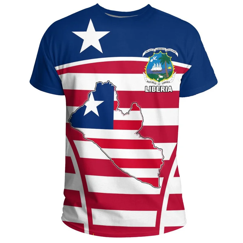 T-shirt africain Liberia imprimé en 3D pour hommes et enfants, t-shirts à col rond, manches courtes, décontracté, rue, sport d'été, offre spéciale