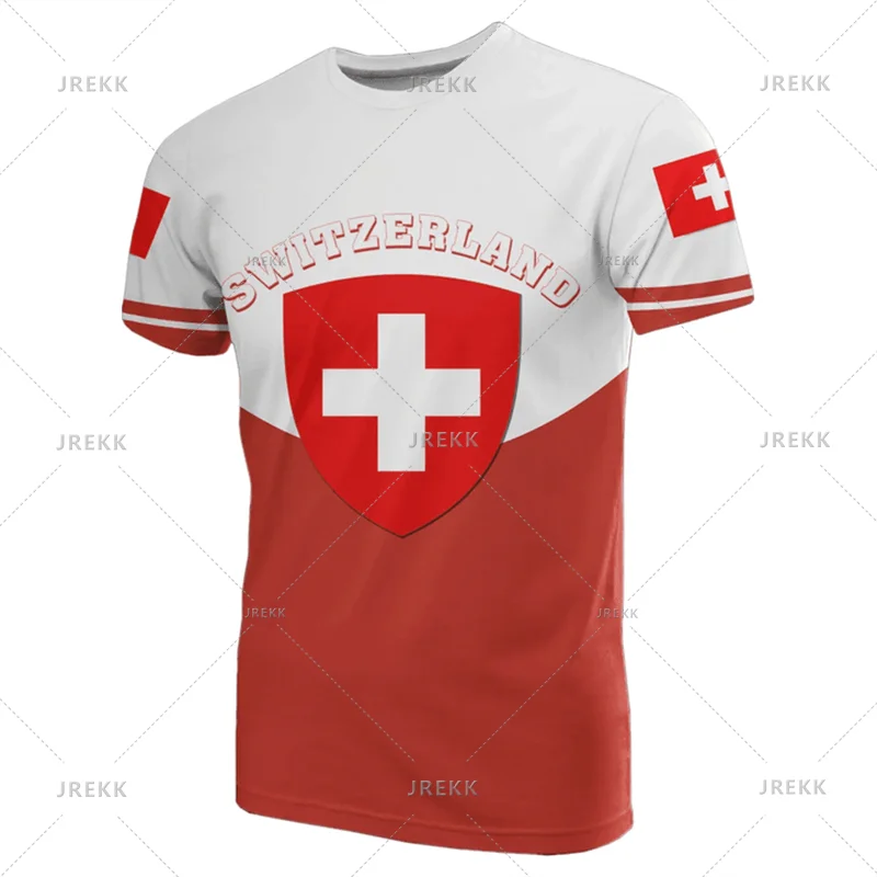 Économie sportifs décontractés pour hommes, vêtements de plein air, sensation d'emblème national de la Suisse, impression 3D, t-shirt cool, t-shirts à col Y
