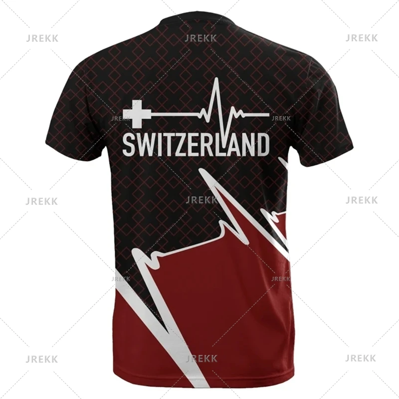 Économie sportifs décontractés pour hommes, vêtements de plein air, sensation d'emblème national de la Suisse, impression 3D, t-shirt cool, t-shirts à col Y