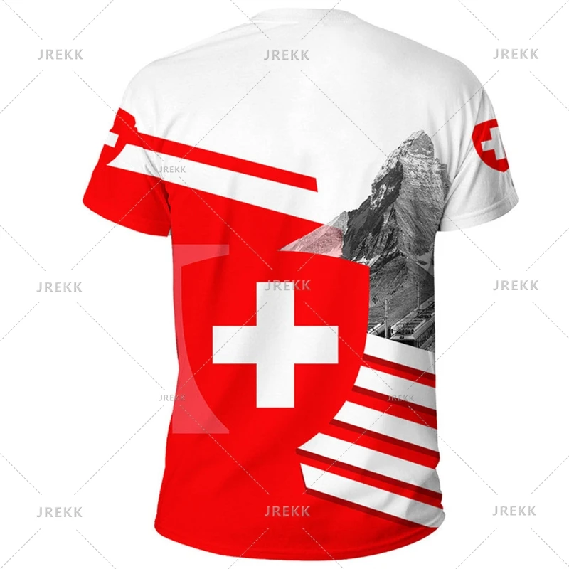 Économie sportifs décontractés pour hommes, vêtements de plein air, sensation d'emblème national de la Suisse, impression 3D, t-shirt cool, t-shirts à col Y