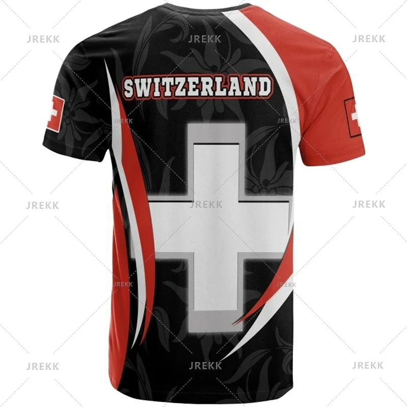 Économie sportifs décontractés pour hommes, vêtements de plein air, sensation d'emblème national de la Suisse, impression 3D, t-shirt cool, t-shirts à col Y