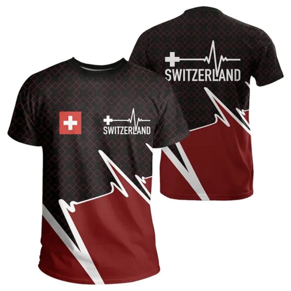 Économie sportifs décontractés pour hommes, vêtements de plein air, sensation d'emblème national de la Suisse, impression 3D, t-shirt cool, t-shirts à col Y – Image 5