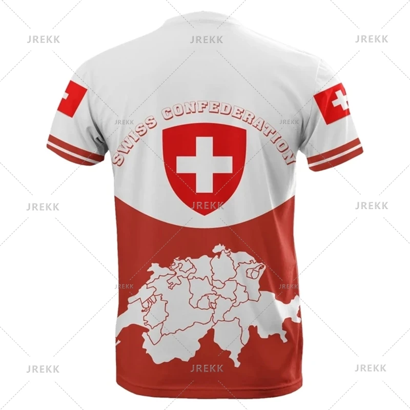 Économie sportifs décontractés pour hommes, vêtements de plein air, sensation d'emblème national de la Suisse, impression 3D, t-shirt cool, t-shirts à col Y