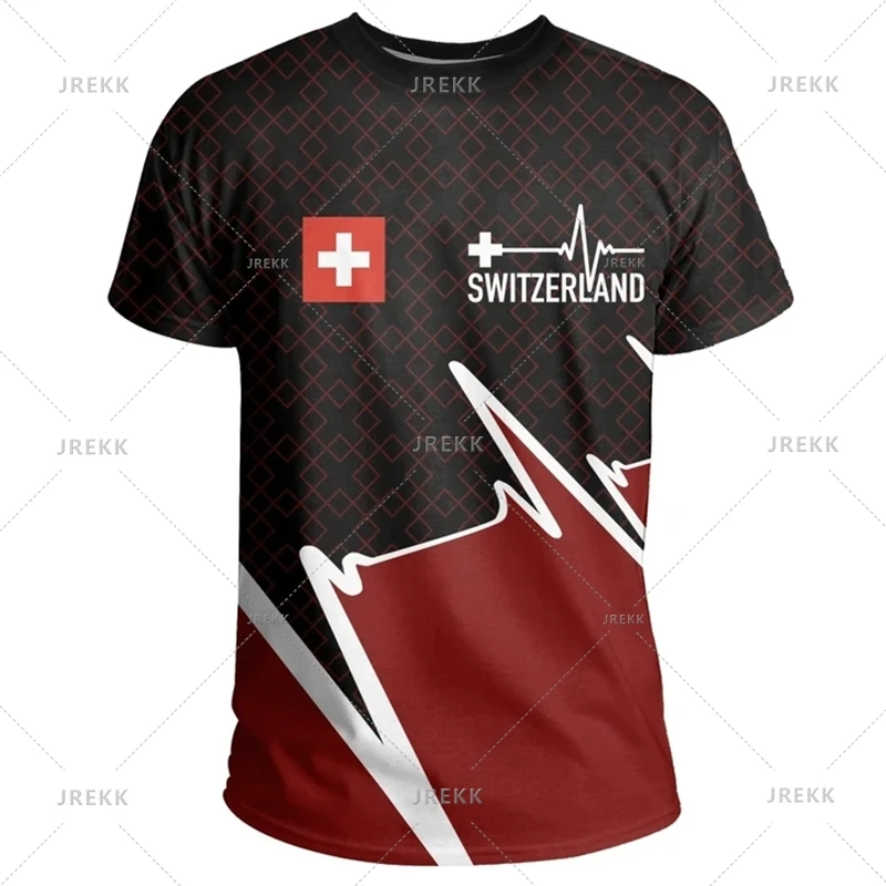Économie sportifs décontractés pour hommes, vêtements de plein air, sensation d'emblème national de la Suisse, impression 3D, t-shirt cool, t-shirts à col Y