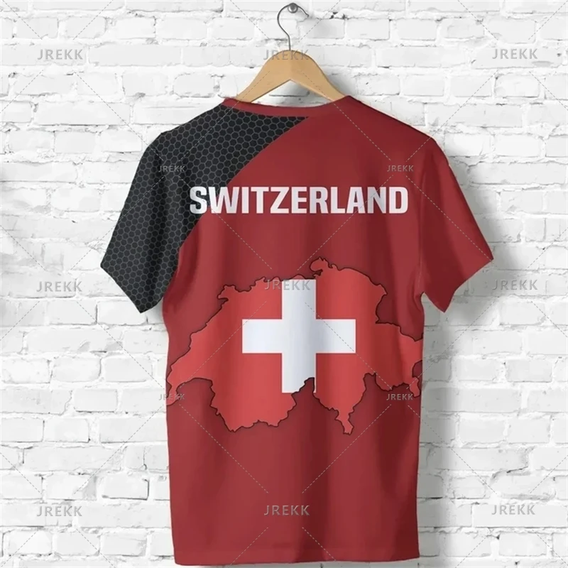 Économie sportifs décontractés pour hommes, vêtements de plein air, sensation d'emblème national de la Suisse, impression 3D, t-shirt cool, t-shirts à col Y