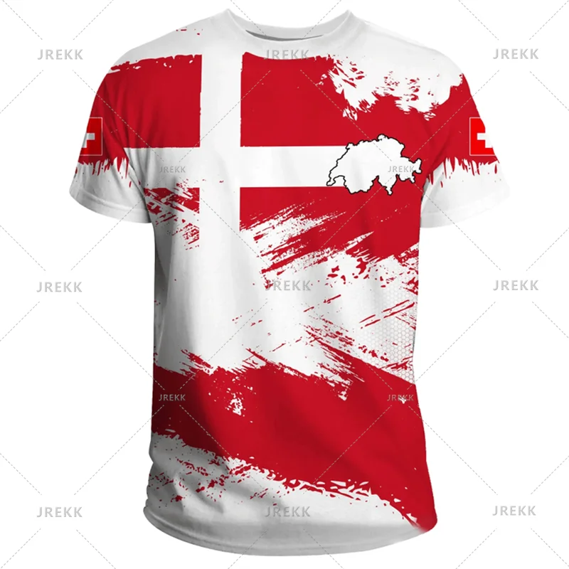 Économie sportifs décontractés pour hommes, vêtements de plein air, sensation d'emblème national de la Suisse, impression 3D, t-shirt cool, t-shirts à col Y