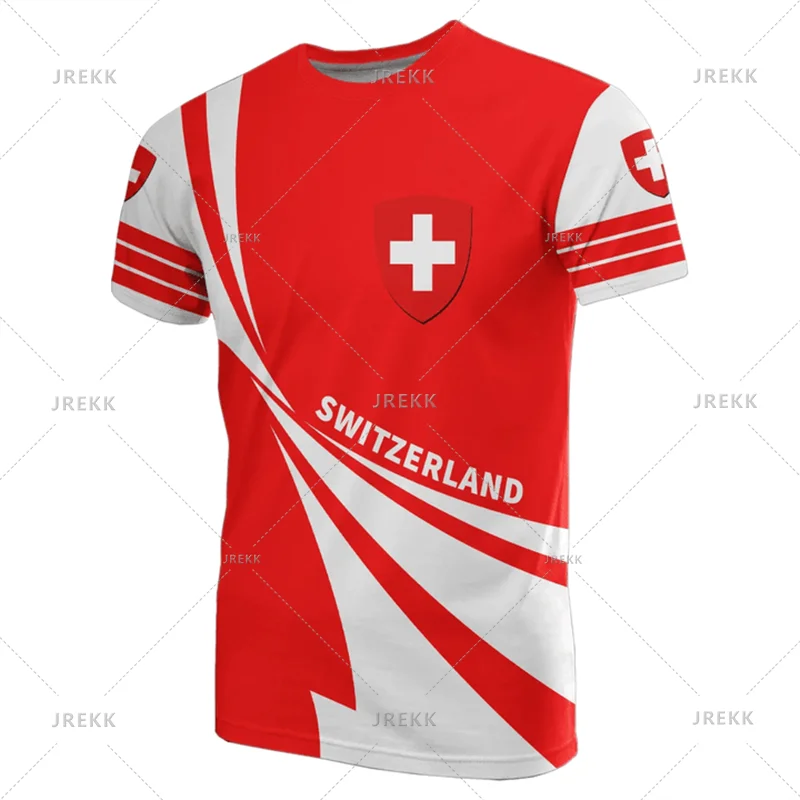 Économie sportifs décontractés pour hommes, vêtements de plein air, sensation d'emblème national de la Suisse, impression 3D, t-shirt cool, t-shirts à col Y