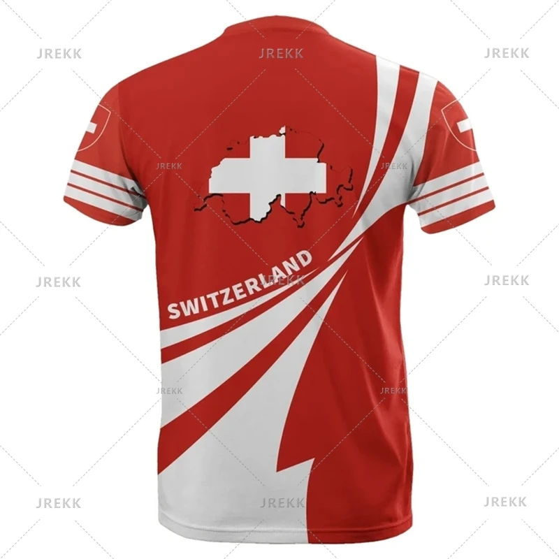 Économie sportifs décontractés pour hommes, vêtements de plein air, sensation d'emblème national de la Suisse, impression 3D, t-shirt cool, t-shirts à col Y