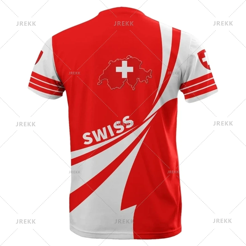 Économie sportifs décontractés pour hommes, vêtements de plein air, sensation d'emblème national de la Suisse, impression 3D, t-shirt cool, t-shirts à col Y